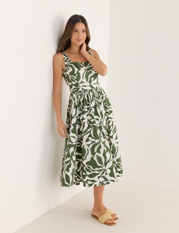 Whistle Mono Print Cotton Sundress, Green product photo