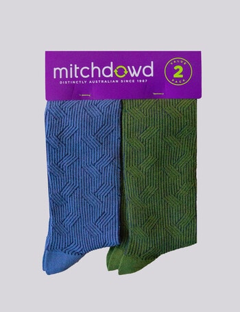 Mitch Dowd Textured Bamboo Crew Socks, Grass Green & Blue product photo