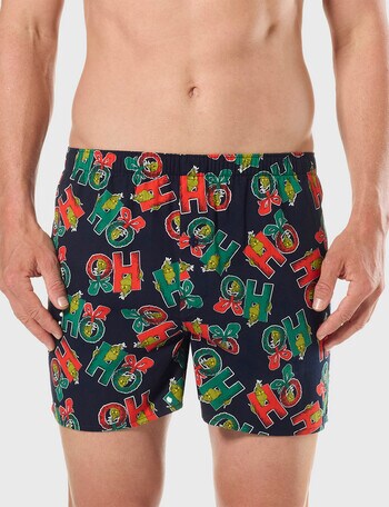 Licensed Grinch XmasWoven Boxer, Ho Ho Ho, Black product photo