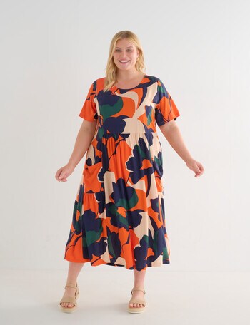 Studio Curve Bold Floral Oversize Pocket Dress, Orange product photo