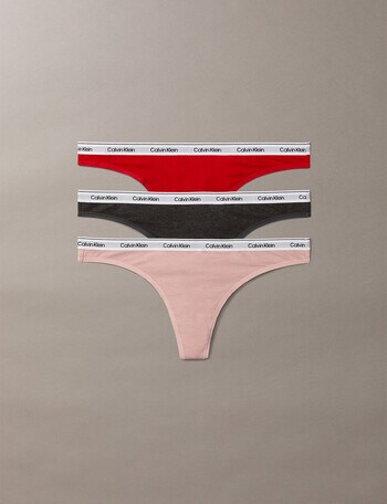 Calvin Klein Icon Logo Thong Brief, 3-Pack, Charcoal, Rush & Subdued product photo