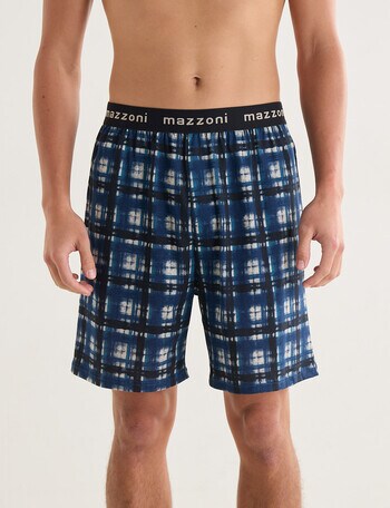 Mazzoni Blurred Check Print Knit Sleep Shorts, Blue & Black product photo