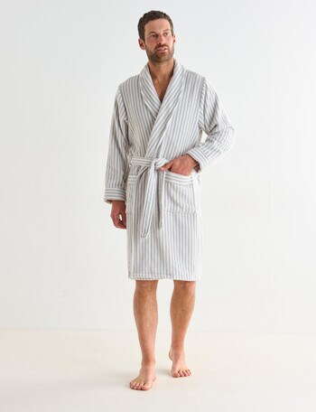 Mazzoni Stripe Cotton Towelling Robe, Sand & White product photo