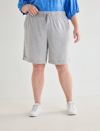 Studio Curve Linen Blend Shorts, Silver Birch product photo