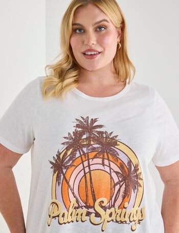 Denim Republic Curve Palm Springs Tee, White product photo