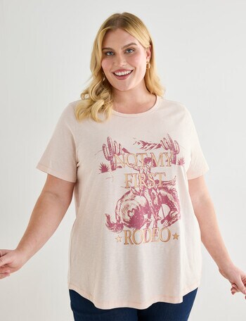 Denim Republic Curve Not My First Rodeo Tee, Blush product photo
