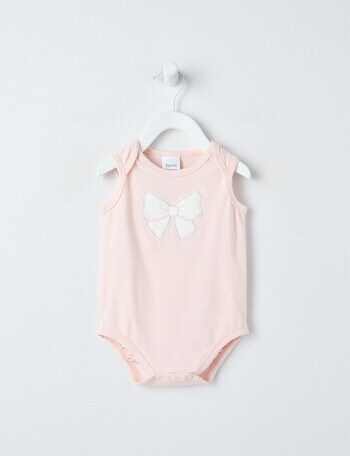 Teeny Weeny Bow Bodysuit, Pink product photo