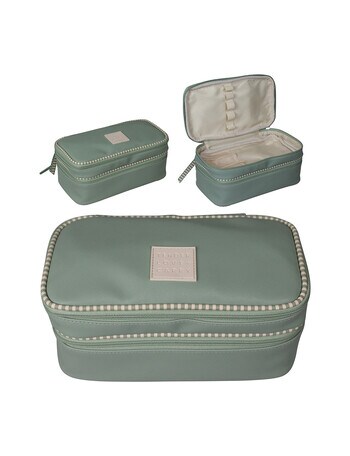 Tender Love + Carry Stripe Trim Double Zip Utility, Sage Oat product photo