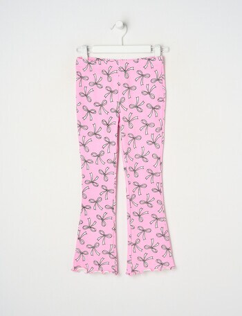 Mac & Ellie Bows Rib Flare Leggings, Candy Pink product photo