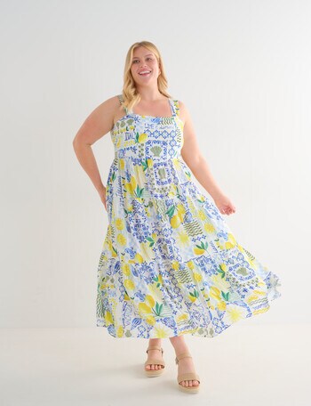 Studio Curve Printed Sundress, Lemon Print product photo