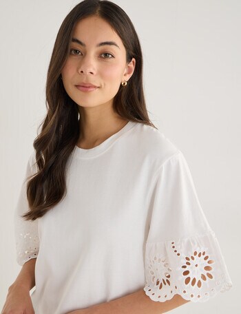 Whistle Drop Shoulder Detail Tee, Ivory product photo