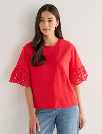 Whistle Drop Shoulder Detail Tee, Red product photo