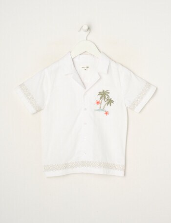 Mac & Ellie Embroidered Palm Short Sleeve Shirt, Rice product photo