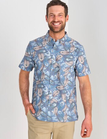 Gasoline Texture Marina Short Sleeve Shirt, Blue product photo