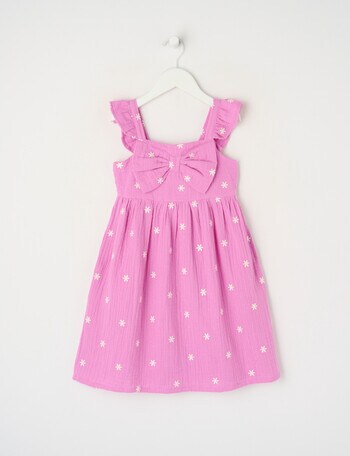 Mac & Ellie Embroidered Daisies Bow Dress, Electric Lavender product photo
