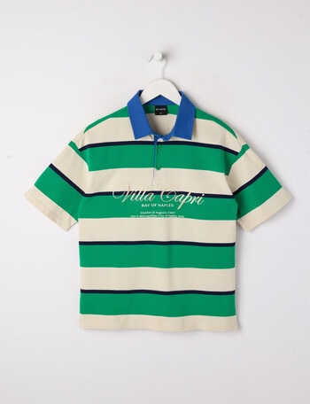 No Issue Stripe Short Sleeve Polo, Green product photo
