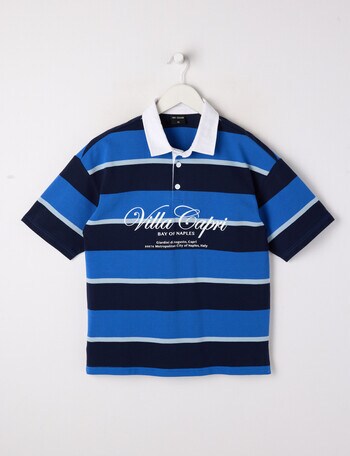 No Issue Stripe Short Sleeve Polo, Blue product photo