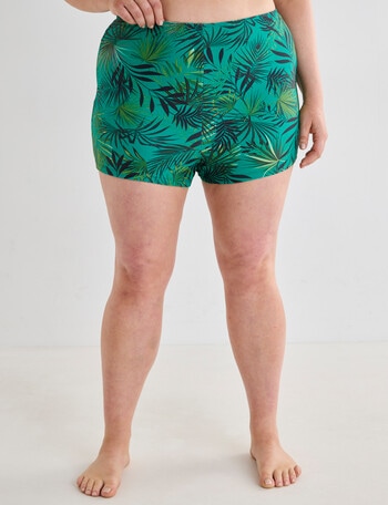 Zest Resort Curve Palm High Waisted Boyleg Brief, Green product photo
