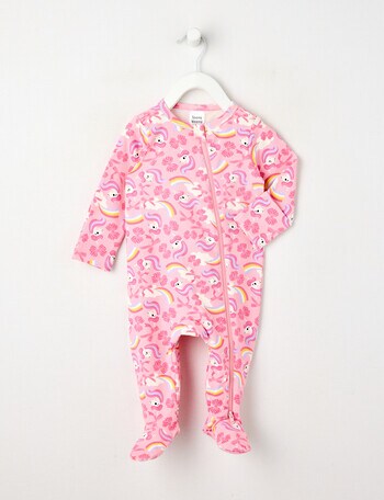 Teeny Weeny Sleep Unicorns Stretch Cotton Sleepsuit, Pink product photo