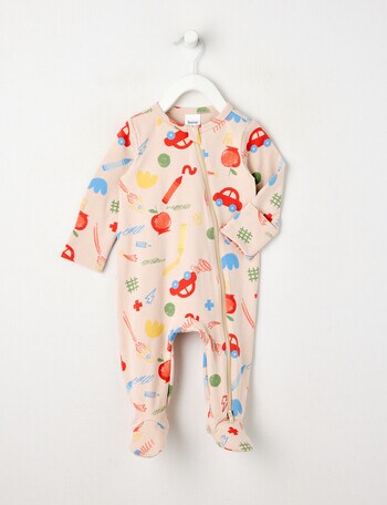 Teeny Weeny Sleep Crayon Art Stretch Cotton Sleepsuit, Multi product photo