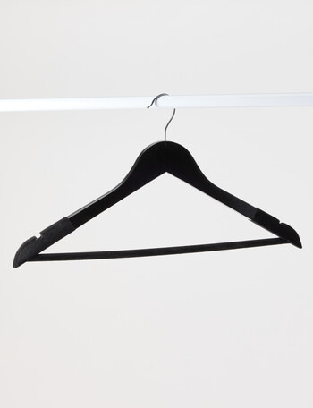 Haven Essentials Ensemble Wooden Coat Hanger Flocked Black, Set of 5 product photo
