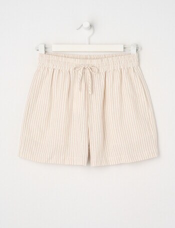 Switch Mia Tie Waist Linen Blend Short, Natural Stripe product photo