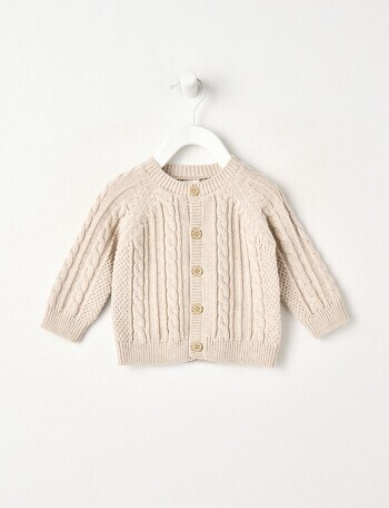 Little Bundle Essentials Knitted Cardigan, Oat Marle product photo