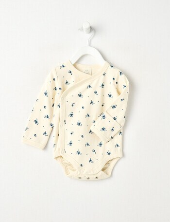 Little Bundle Essentials Stretch Cotton Bodysuit, Cream & Navy product photo