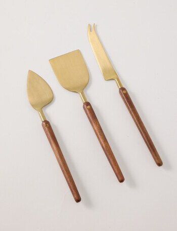 Gather Cheese Servers Set of 3, Brass & Natural product photo