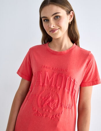 Denim Republic Short Sleeve Puff Tee, Vintage Red product photo