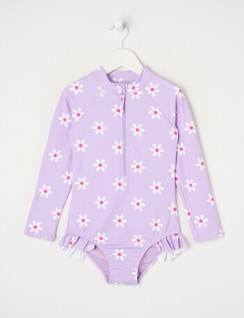 Wavetribe Daisies Long Sleeve Rashsuit, Lilac product photo