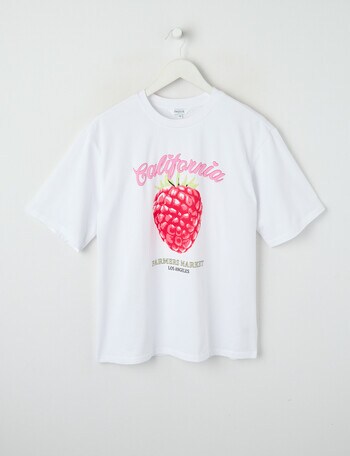 Switch Raspberry Oversized Short Sleeve Tee, White product photo