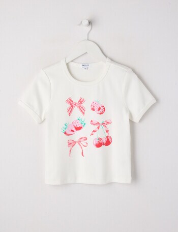 Switch Bows Fruit Short Sleeve Baby Tee, White product photo