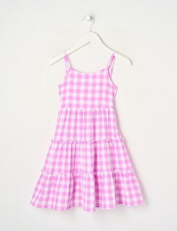 Mac & Ellie Gingham Tie Back Dress, Electric Lavender product photo