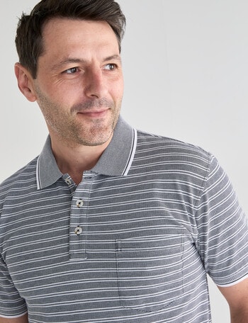 Chisel 2 Colour Stripe Short Sleeve Polo Shirt, Navy product photo