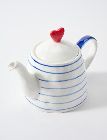 Bosa Heart Teapot, 1L, Cream & Blue product photo