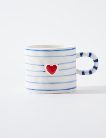 Bosa Heart Mini Mug, 80ml, Cream & Blue product photo