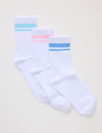 Superfit Half Crew Stripe Socks, 3-Pack, White product photo