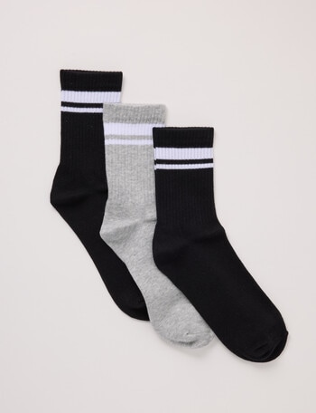 Superfit Half Crew Stripe Socks, 3-Pack, Black product photo