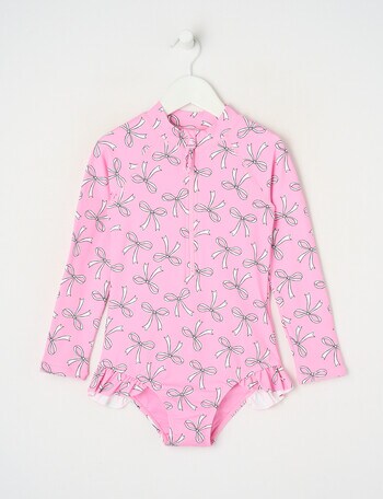 Wavetribe Bows Long Sleeve Rashsuit, Candy Pink product photo