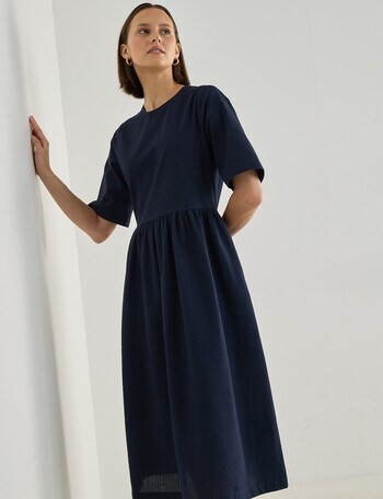 Jigsaw Verity Seersucker Midi Dress, Navy product photo