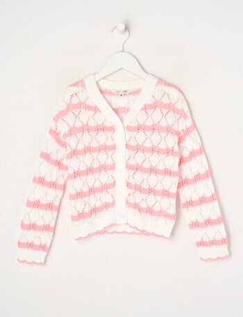 Mac & Ellie Stripe Cardigan, Coral & Vanilla product photo