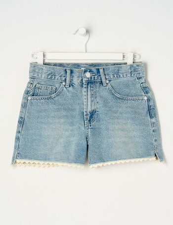 Switch Ava Frayed Lace Hem Short, Washed Blue product photo