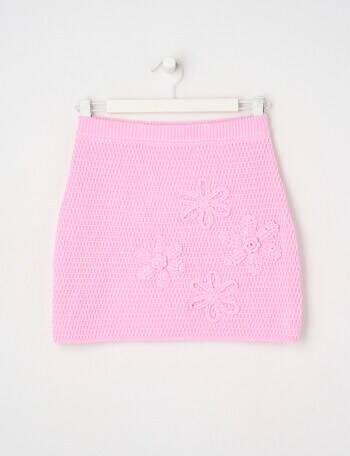 Switch Flowers Knit Skirt, Pink product photo
