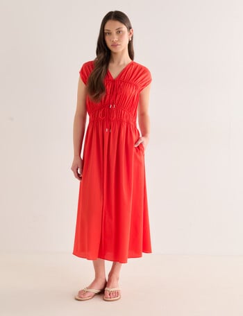 Mineral Gali Cotton Tie Front Dress, Red product photo
