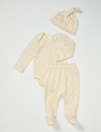 Little Bundle Counting Sheep Gift Clothing Set, 3-Piece, Oatmeal & Navy product photo