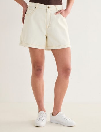 Denim Republic Pull On Short, Ecru product photo