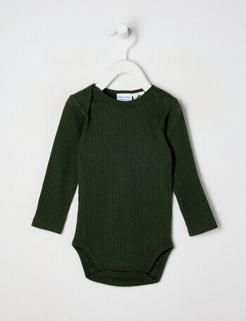 Milly & Milo Merino Long-Sleeve Rib Bodysuit, Green product photo