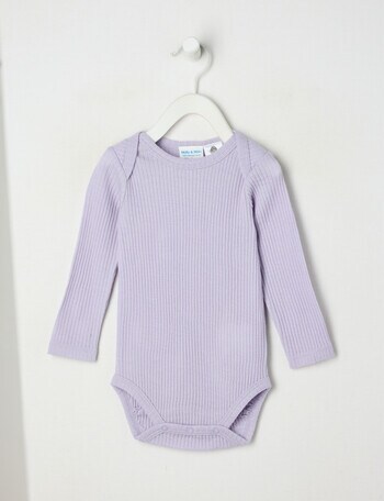 Milly & Milo Merino Long-Sleeve Rib Bodysuit, Lilac product photo