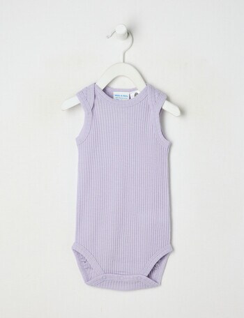 Milly & Milo Merino Short Sleeve Rib Bodysuit, Lilac product photo